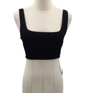 LULU'S  SZ S  black Crop Tank Top scoop Neck Wide Strap NWT 0B18